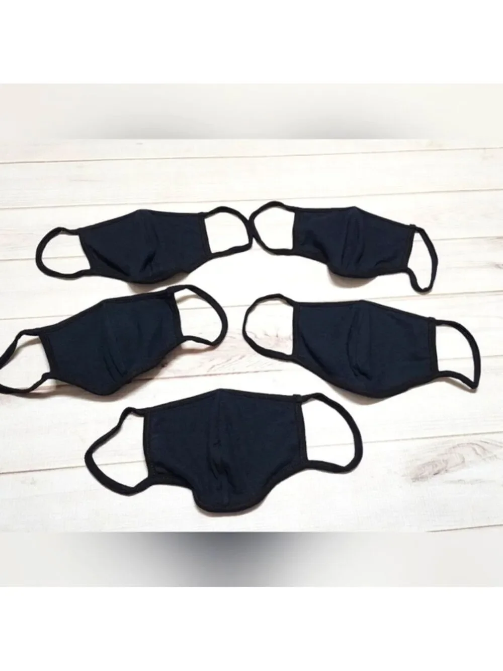 Bundle of 5 Black Adult Cloth Face Masks - New
